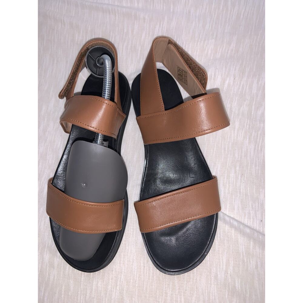 Flattered Brown Leather Flat Shoes Size 37 EU US 7 Chic Elegant Quiet Luxury - Picture 2 of 3